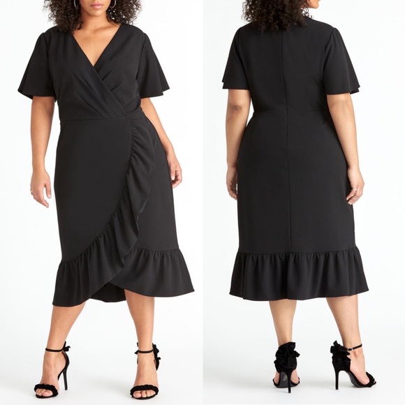 RACHEL Rachel Roy Dresses & Skirts - Rachel Roy plus faux wrap dress butterfly sleeves ruffle hem